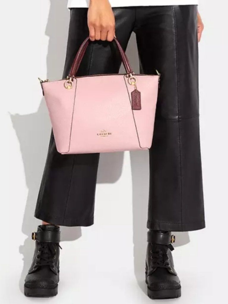 The Coach Kacey Satchel In Im/Powder Pink Wine Multi Is A Stylish, Versatile Han